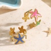 Picture of Wholesale Women's Gift Starfish Open Adjustable Rings, 18K Gold Plated 304 Stainless Steel, Eco-friendly PVD Ocean Jewelry Stylish Jewelry Supply, 18mm(US Size 7.75)