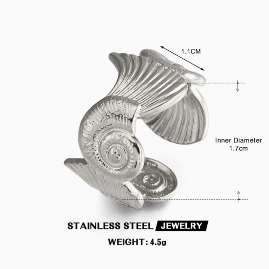 Picture of Wholesale Women's Gift Conch/ Sea Snail Shell Open Adjustable Rings, Multicolor 304 Stainless Steel, Eco-friendly PVD Ocean Jewelry Stylish Jewelry Supply, 17mm(US Size 6.5)