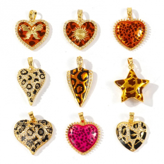 Bild von 2 Stück Messing Charm-Anhänger Großhandel 18K Echtgold plattiert Leopard