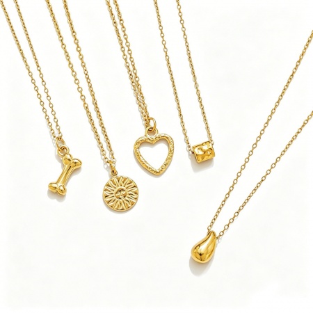 Image de Collier à Breloques En Gros Multicolore en 304 Acier Inoxydable, Chaîne Maille Forçat, aux Femmes PVD Élégant & Décontracté Minimaliste Cadeau Bijoux pour Détaillants 40cm + 5cm long, 1 Pièce