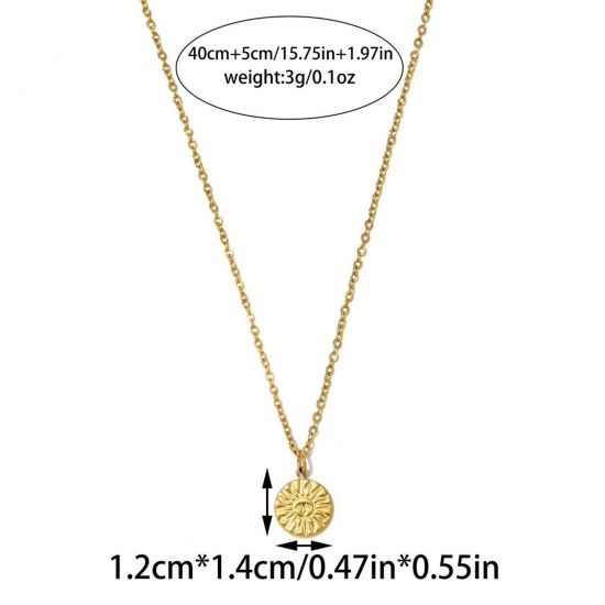Picture of Wholesale Pendant Charm Necklace, Multicolor 304 Stainless Steel Link Cable Chain, Women's PVD Stylish & Casual Minimalist Gift Jewelry For Retailer, 40cm(15.7") + 5cm(2") long