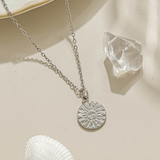 Picture of Wholesale Pendant Charm Necklace, Multicolor 304 Stainless Steel Link Cable Chain, Women's PVD Stylish & Casual Minimalist Gift Jewelry For Retailer, 40cm(15.7") + 5cm(2") long