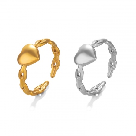 Picture of Wholesale Women's Gift Heart Open Rings, Multicolor 304 Stainless Steel, PVD Stylish & Casual Sweet & Cute Jewelry Supply, 18mm(US Size 7.75)