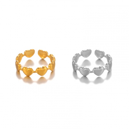 Picture of Wholesale Women's Gift Heart Open Rings, Multicolor 304 Stainless Steel, PVD Stylish & Casual Sweet & Cute Jewelry Supply, 18mm(US Size 7.75)