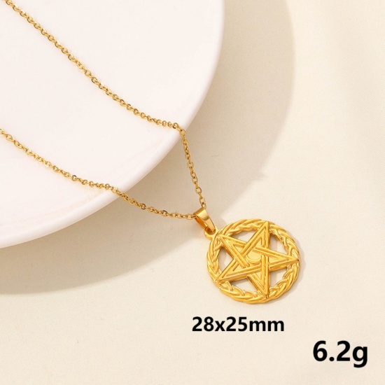 Immagine di Collana con Ciondolo All'Ingrosso, Multicolore 304 Acciaio Inossidabile Catena a Cavo, Donne PVD Elegante & Casual Minimalista Regalo Gioielli Per Rivenditore, 1 Pz
