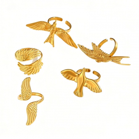 Immagine di Donne Regalo Aperto Anello All'Ingrosso, Placcato Oro 18K 304 Acciaio Inossidabile, PVD Elegante & Casual Dolce & Carino Fornitura di Gioielli, 17mm (taglia di US: 6.5), 1 Pz