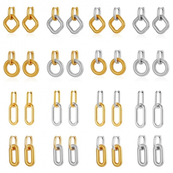Picture of Wholesale Stylish & Casual Minimalist Beaded Hoop Earrings, Geometric 304 Stainless Steel, Unisex PVD Gift Jewelry Supply