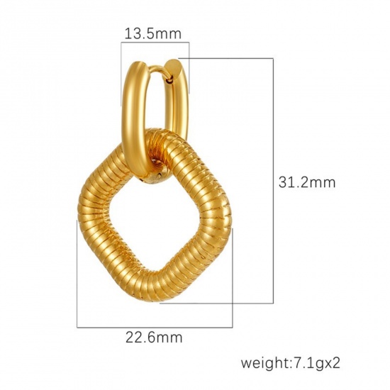Picture of Wholesale Stylish & Casual Minimalist Beaded Hoop Earrings, Geometric 304 Stainless Steel, Unisex PVD Gift Jewelry Supply