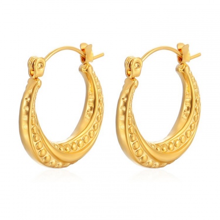 Immagine di Classico Semplice & Casual Orecchini Circolari All'Ingrosso, Tondo Placcato Oro 18K 304 Acciaio Inossidabile, Donne Regalo Fornitura di Gioielli, 1 Paio