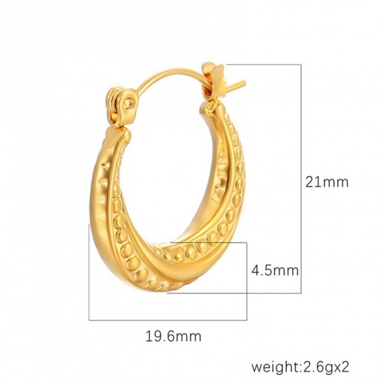 Picture of Wholesale Classic Simple & Casual Hoop Earrings, Round 18K Gold Plated 304 Stainless Steel, Women's Gift Jewelry Supply