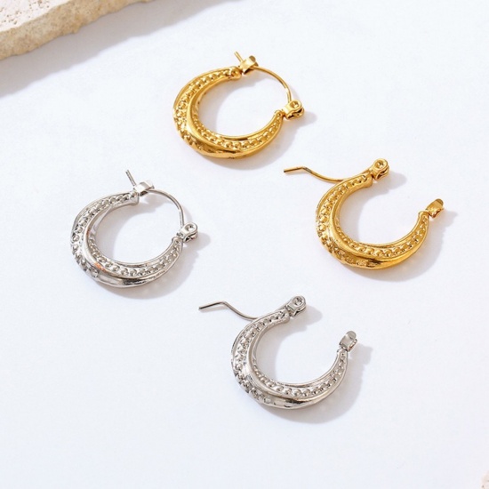 Picture of Wholesale Classic Simple & Casual Hoop Earrings, Round 18K Gold Plated 304 Stainless Steel, Women's Gift Jewelry Supply