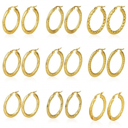 Immagine di Classico Semplice & Casual Orecchini Circolari All'Ingrosso, Tondo Placcato Oro 18K 304 Acciaio Inossidabile, Donne Regalo Fornitura di Gioielli, 1 Paio