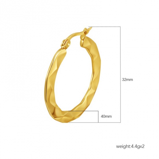 Immagine di Classico Semplice & Casual Orecchini Circolari All'Ingrosso, Tondo Placcato Oro 18K 304 Acciaio Inossidabile, Donne Regalo Fornitura di Gioielli, 1 Paio