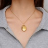 Picture of Wholesale Geometric Pendant Charm Necklace, 18K Gold Plated 304 Stainless Steel Link Cable Chain, Women's PVD Picture Photo Frame Locket Minimalist Gift Jewelry For Retailer, 40cm(15.7") + 5cm(2") long