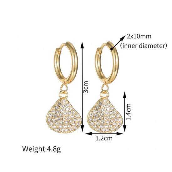 Immagine di Gioielli Oceanici Pastorale Naturale Orecchino All'Ingrosso, Micro Spianare Placcato Oro 18K 304 Acciaio Inossidabile, Donne PVD Regalo Fornitura di Gioielli, 3cm x 1.4cm, 1 Paio
