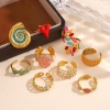Picture of Wholesale Women's Gift Open Rings, 18K Gold Plated 304 Stainless Steel, PVD Stylish & Casual Sweet & Cute Jewelry Supply, 18mm(US Size 7.75)