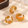 Picture of Wholesale Women's Gift Open Rings, 18K Gold Plated 304 Stainless Steel, PVD Stylish & Casual Sweet & Cute Jewelry Supply, 18mm(US Size 7.75)