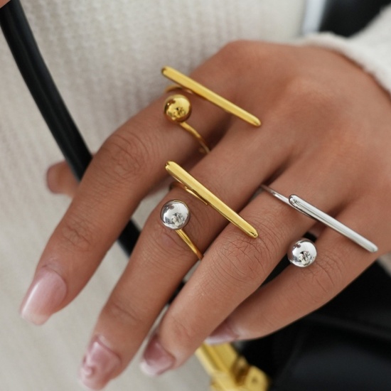 Picture of Wholesale Unisex Gift Open Adjustable Rings, Multicolor 304 Stainless Steel, Eco-friendly Vacuum Plating Ins Style Stylish Jewelry Supply, 20.2mm(US Size 10.5)