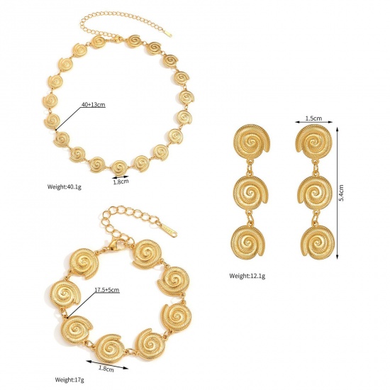 Picture of Wholesale Conch/ Sea Snail Necklace & Bracelet & Earrings, 18K Gold Plated 304 Stainless Steel Unisex Eco-friendly Vacuum Plating Ocean Jewelry Stylish Gift Jewelry For Retailer