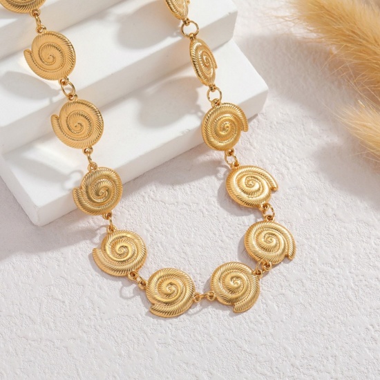 Picture of Wholesale Conch/ Sea Snail Necklace & Bracelet & Earrings, 18K Gold Plated 304 Stainless Steel Unisex Eco-friendly Vacuum Plating Ocean Jewelry Stylish Gift Jewelry For Retailer
