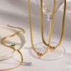 Picture of Wholesale Marquise Multicolour Cubic Zirconia Pendant Charm Necklace, 18K Gold Plated 304 Stainless Steel Cuban Link Chain, Unisex Eco-friendly Vacuum Plating Ins Style Stylish Gift Jewelry For Retailer, 39cm(15.4") + 5cm(2") long