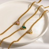 Picture of Wholesale Marquise Multicolour Cubic Zirconia Pendant Charm Necklace, 18K Gold Plated 304 Stainless Steel Cuban Link Chain, Unisex Eco-friendly Vacuum Plating Ins Style Stylish Gift Jewelry For Retailer, 39cm(15.4") + 5cm(2") long