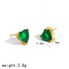 Picture of Wholesale Exquisite Dainty Ear Post Stud Earrings, Geometric Multicolour Cubic Zirconia 18K Gold Plated 304 Stainless Steel, Unisex Eco-friendly Vacuum Plating Gift Jewelry Supply, 1 Pair