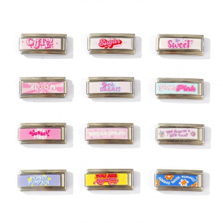 Immagine di 1 Pz 304 Acciaio Inossidabile Positive Energie Magnetiche Italiane per Bracciali Modulari e Orologi Fai‑Da‑Te All'Ingrosso Tono Argento Rettangolo 20mm x 9mm