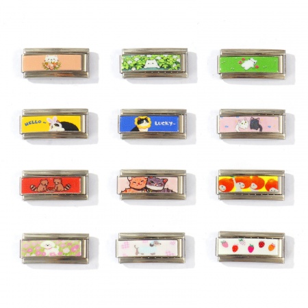 Immagine di 1 Pz 304 Acciaio Inossidabile Magnetiche Italiane per Bracciali Modulari e Orologi Fai‑Da‑Te All'Ingrosso Tono Argento Rettangolo Animale 20mm x 9mm