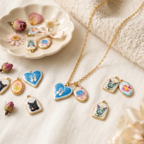Bild von 2 Stück Umweltfreundliche PVD 304 Edelstahl Valentinstag Charms Großhandel 18K Echtgold plattiert Herz Gedruckt