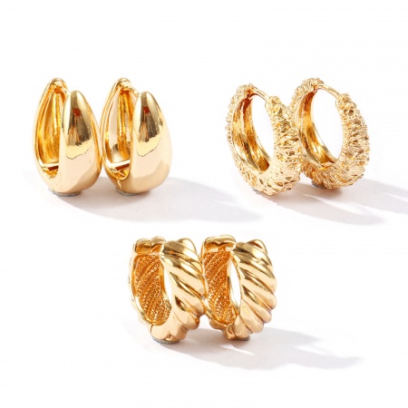 Immagine di Elegante Semplice & Casual Orecchini Circolari All'Ingrosso, Tondo Placcato Oro 18K Ottone, Donne Regalo Fornitura di Gioielli, 1 Paio