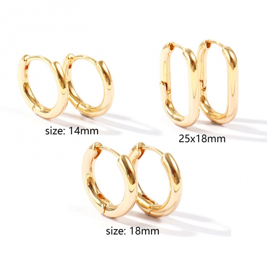 Immagine di Semplice Elegante Orecchini Circolari All'Ingrosso, Tondo Placcato Oro 18K Ottone, Donne Regalo Fornitura di Gioielli, 1 Paio
