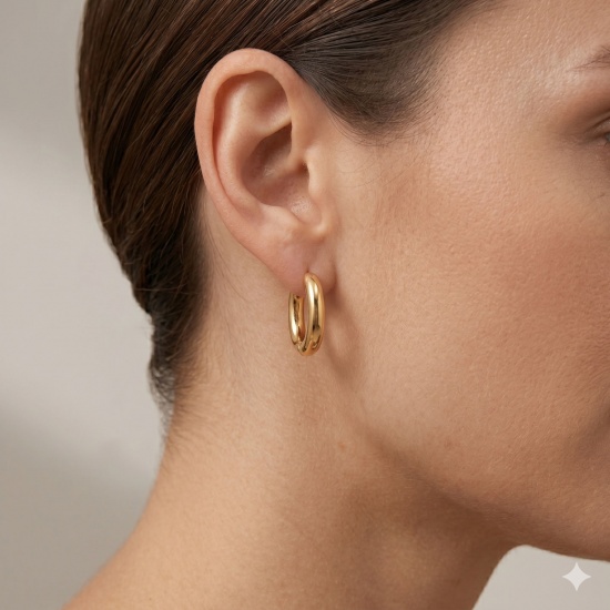 Immagine di Semplice Elegante Orecchini Circolari All'Ingrosso, Tondo Placcato Oro 18K Ottone, Donne Regalo Fornitura di Gioielli, 1 Paio