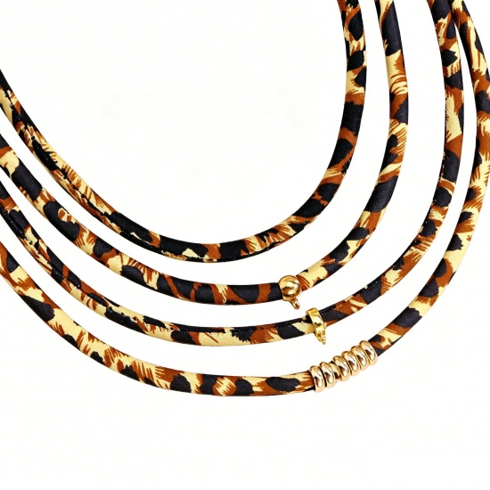 Picture of Wholesale Leopard Print Brown Necklace, 304 Stainless Steel Cord, Women's Eco-friendly PVD Retro Stylish Gift Jewelry For Retailer, 45cm(17.7") + 5cm(2") long