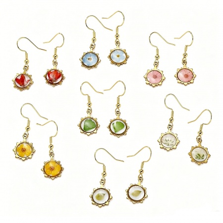 Immagine di Squisito Elegante Orecchino All'Ingrosso, Placcato Oro 18K 304 Acciaio Inossidabile & Resina, Donne PVD Ecologica Regalo Fornitura di Gioielli, 1 Paio