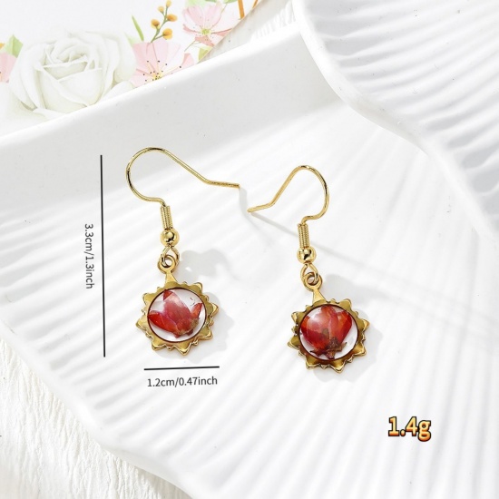 Picture of Wholesale Exquisite Stylish Earrings, 18K Gold Plated 304 Stainless Steel & Resin, Women's Eco-friendly PVD Gift Jewelry Supply