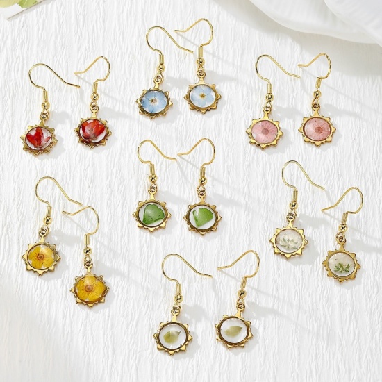 Picture of Wholesale Exquisite Stylish Earrings, 18K Gold Plated 304 Stainless Steel & Resin, Women's Eco-friendly PVD Gift Jewelry Supply
