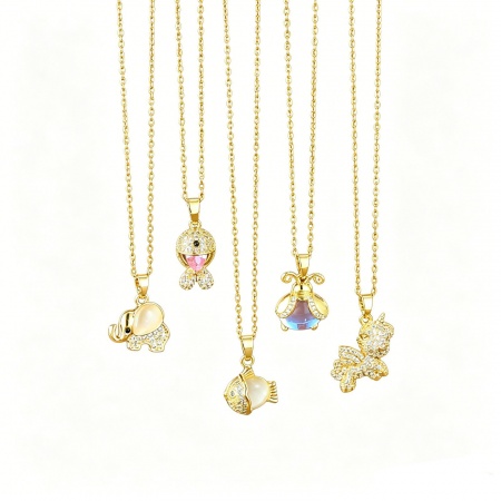 Image de Collier à Breloques En Gros Plaqué Or 18K en 304 Acier Inoxydable, aux Femmes Respectueux de la Nature Exquis À la Mode Cadeau Bijoux pour Détaillants 1 Pièce