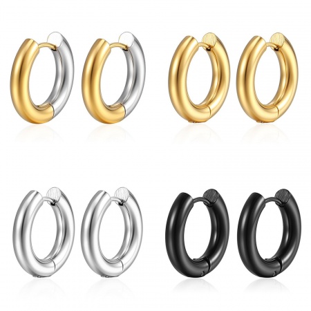 Immagine di Squisito Elegante Orecchini Ad Anello Abbraccio All'Ingrosso, Tondo Multicolore 304 Acciaio Inossidabile, Unisex Ecologico Regalo Fornitura di Gioielli, 1 Paio