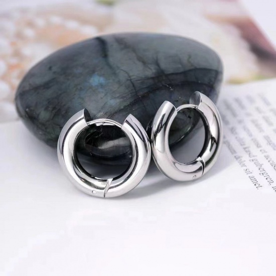 Immagine di Squisito Elegante Orecchini Ad Anello Abbraccio All'Ingrosso, Tondo Multicolore 304 Acciaio Inossidabile, Unisex Ecologico Regalo Fornitura di Gioielli, 1 Paio