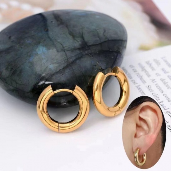 Immagine di Squisito Elegante Orecchini Ad Anello Abbraccio All'Ingrosso, Tondo Multicolore 304 Acciaio Inossidabile, Unisex Ecologico Regalo Fornitura di Gioielli, 1 Paio