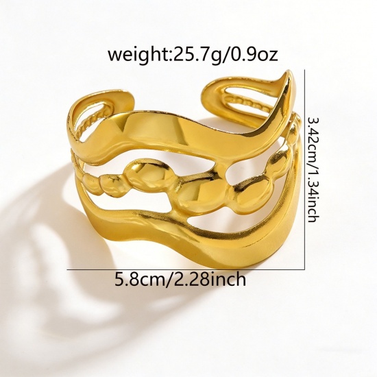 Immagine di 304 Acciaio Inossidabile Aprire Braccialetti All'Ingrosso, Multicolore Donne Elegante Elegante Regalo Fornitura di Gioielli, 1 Pz