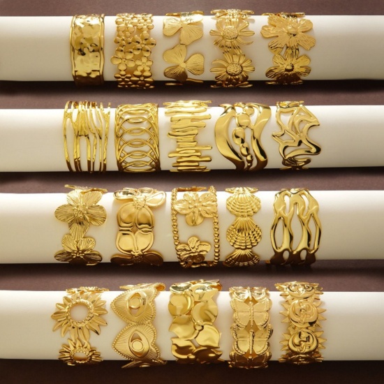Immagine di 304 Acciaio Inossidabile Aprire Braccialetti All'Ingrosso, Multicolore Donne Elegante Elegante Regalo Fornitura di Gioielli, 1 Pz