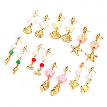 Immagine di Squisito Elegante Orecchini a Perno All'Ingrosso, Placcato Oro 18K 304 Acciaio Inossidabile, Donne PVD Ecologica Regalo Fornitura di Gioielli, 1 Paio