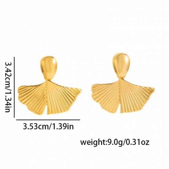 Immagine di Squisito Elegante Orecchini a Perno All'Ingrosso, Geometrica Placcato Oro 18K 304 Acciaio Inossidabile, Donne PVD Ecologica Regalo Fornitura di Gioielli, 1 Paio