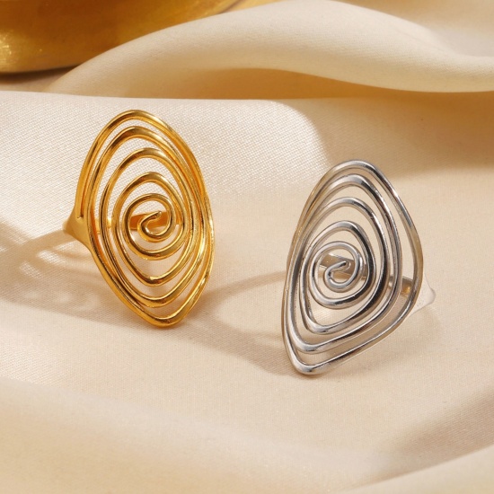 Picture of Wholesale Women's Gift Open Rings, Multicolor 304 Stainless Steel, Eco-friendly Retro Stylish Jewelry Supply, 17mm(US Size 6.5)