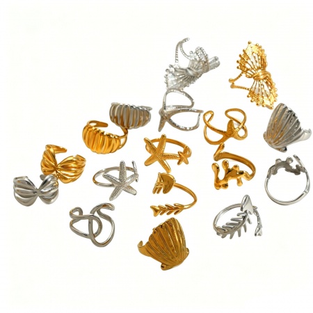 Immagine di Donne Regalo Aperto Regolabile Anello All'Ingrosso, Multicolore 304 Acciaio Inossidabile, PVD Ecologica Gioielli Oceanici Elegante Fornitura di Gioielli, 1 Pz