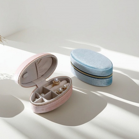 Picture of Velvet Jewelry Storage Box Oval Multicolor