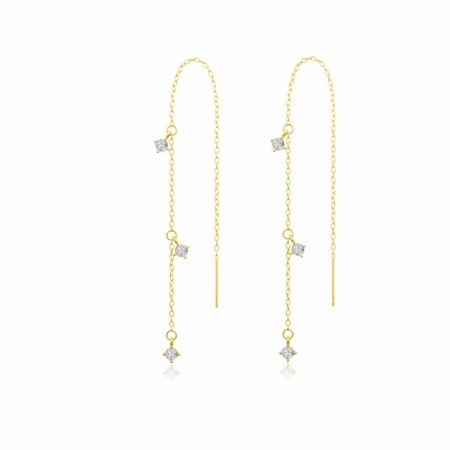 Immagine di Squisito Elegante Orecchini a Catena All'Ingrosso, Nappine Trasparente Circonio Cubico Multicolore Ottone, Donne Regalo Fornitura di Gioielli, 3.6cm x 6.8cm, 1 Paio