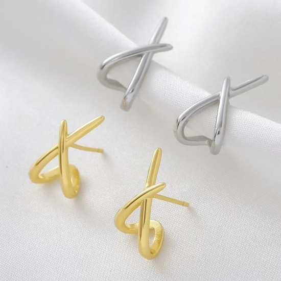 Immagine di Squisito Elegante Orecchini a Perno All'Ingrosso, Multicolore Ottone, Donne Regalo Fornitura di Gioielli, 19.8mm x 9.8mm, 1 Paio